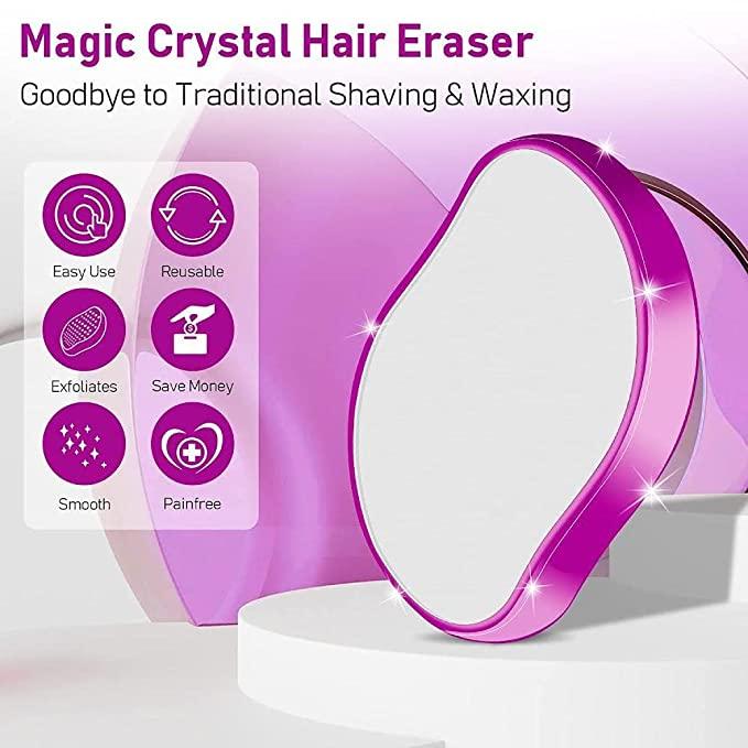 FLETIX Crystal Hair Eraser Stone, Painless Magic Crystal Hair Remover for Women Men, Hair Removal Eraser Exfoliator Tool for Arms Legs Back Bikini Body Any Part (Multicolor)